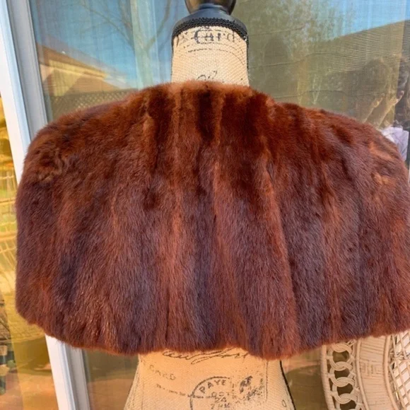 🤎🤎🤎Vintage mink stole shawl brown fur authentic